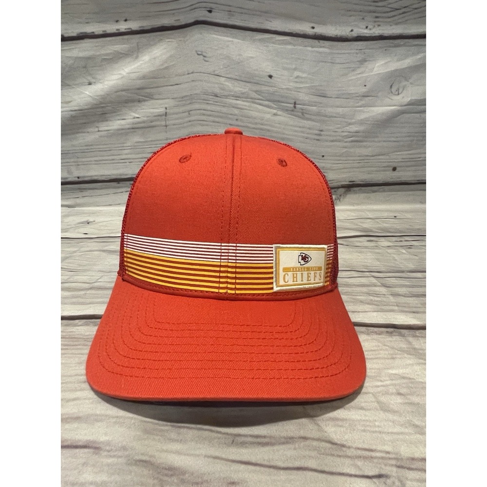 Kansas City Chiefs Patch Trucker Hat Cap Red Hook And Loop Adjustable